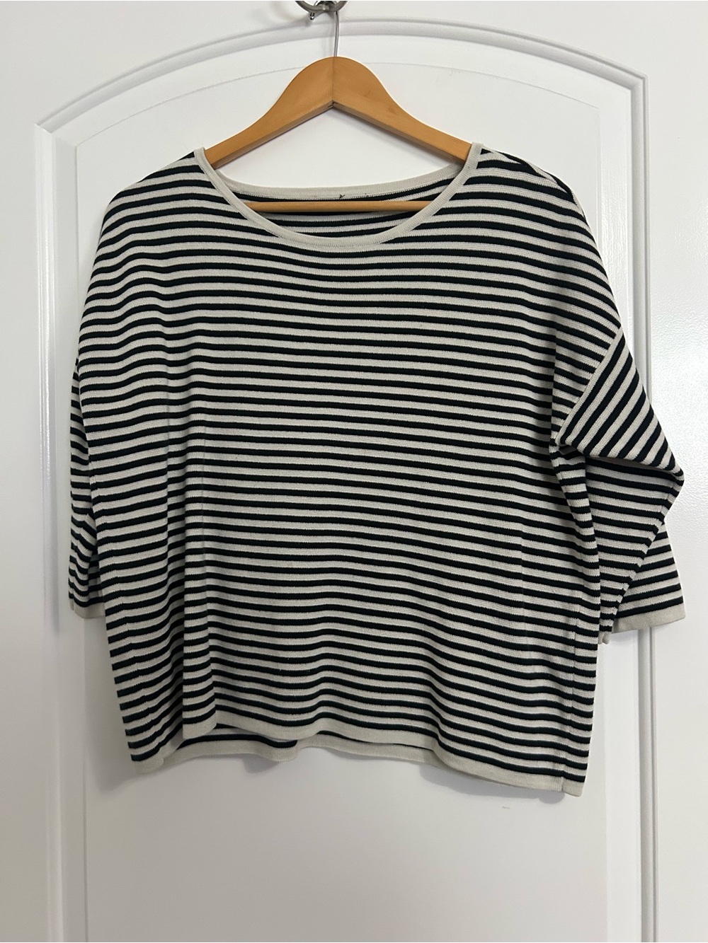Eileen Fischer Striped Silk Organic Cotton Blend Top Size S Chic Quiet Luxury